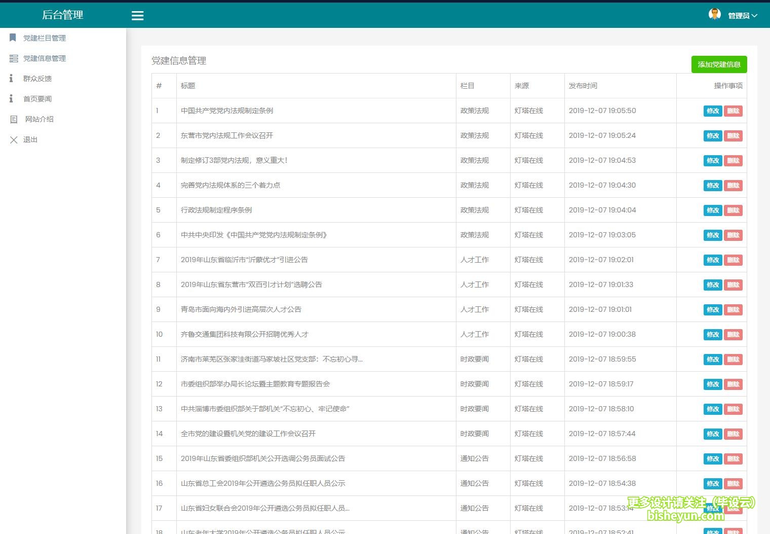 基于php政府网站管理系统-资讯管理