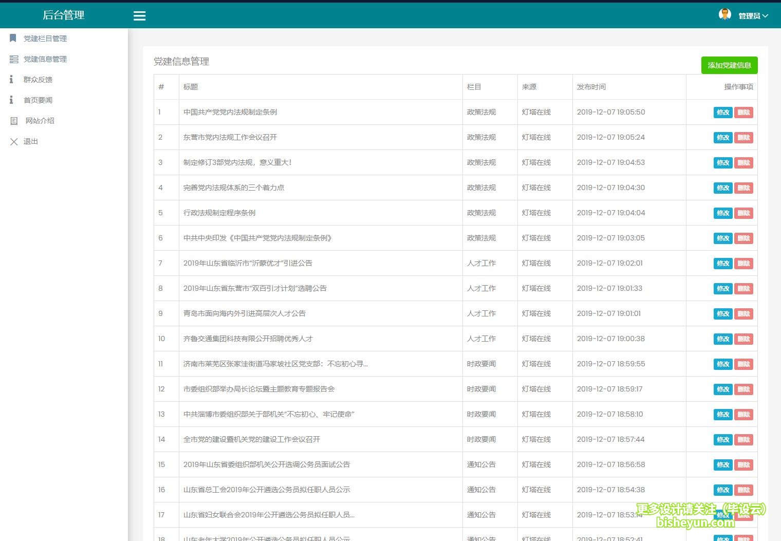 基于php政府网站管理系统-资讯管理