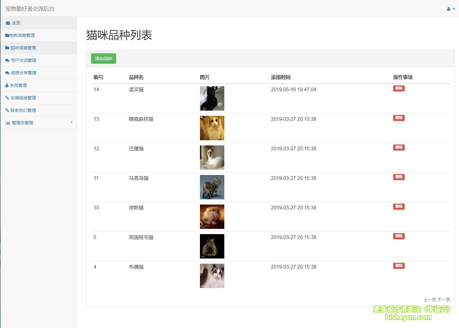 基于php宠物爱好者交流管理系统-喵咪信息管理