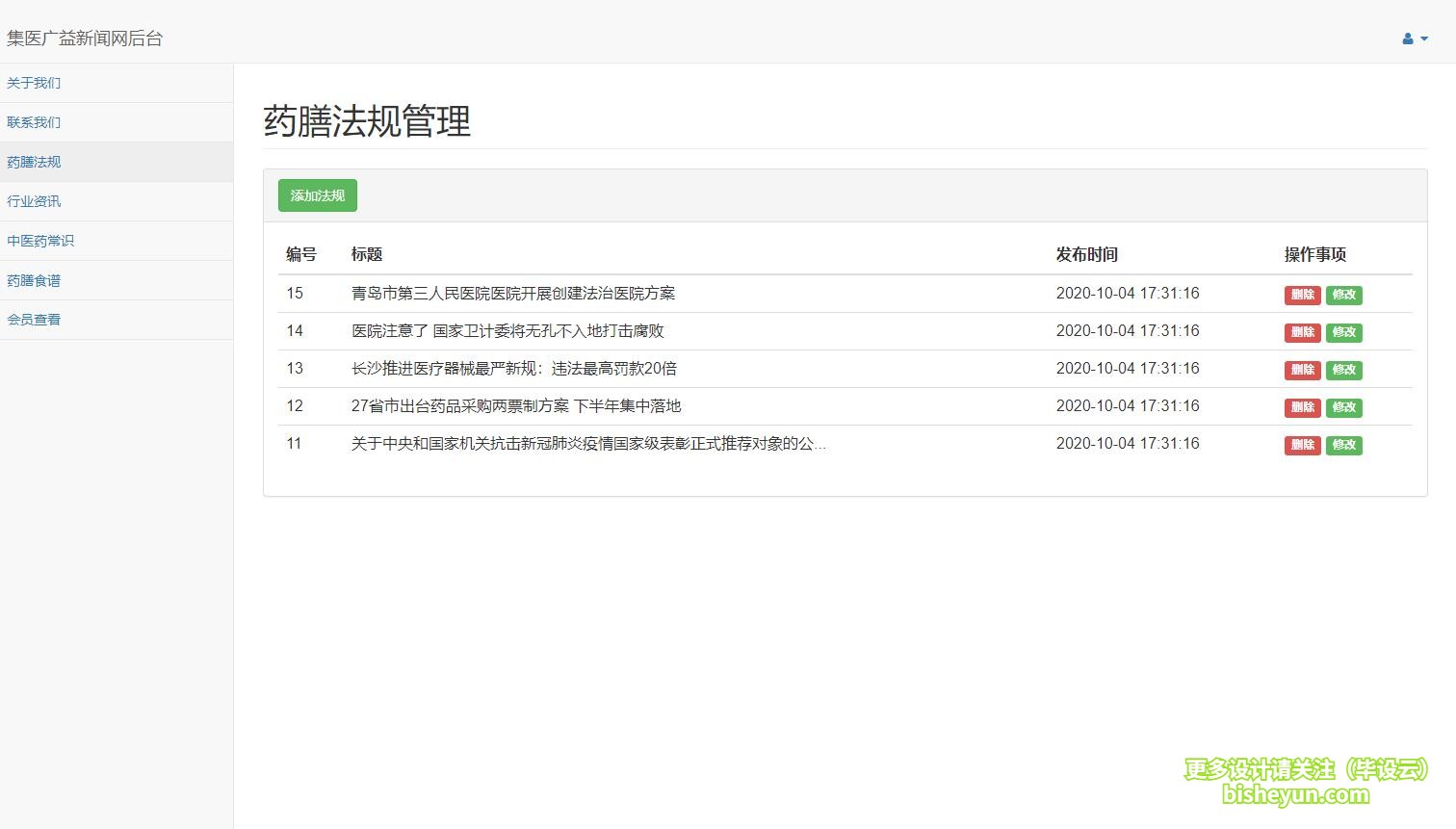 基于php中医药资讯网站管理系统-药膳法规管理