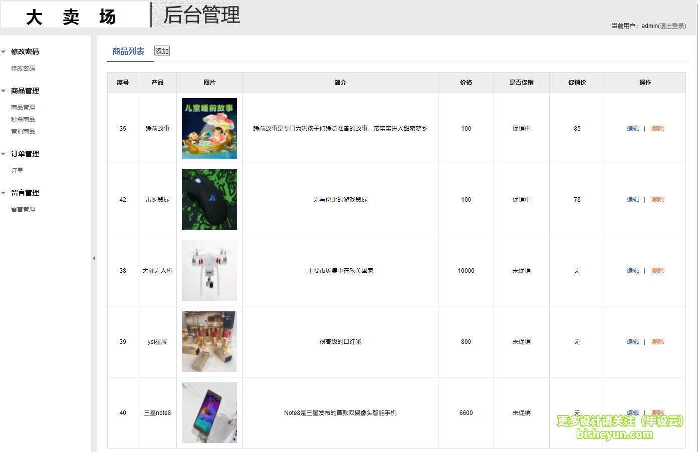 基于java网上拍卖秒杀管理系统-商品管理